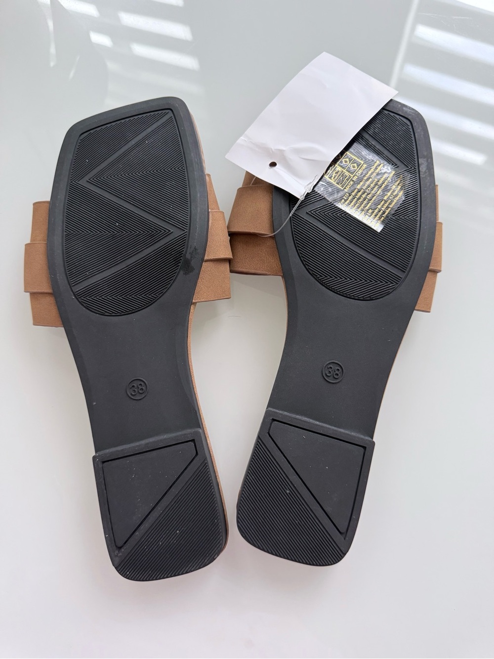 Women's Tan Slide Sandals - Casual Strappy Mule size 8 - Picture 7 of 7